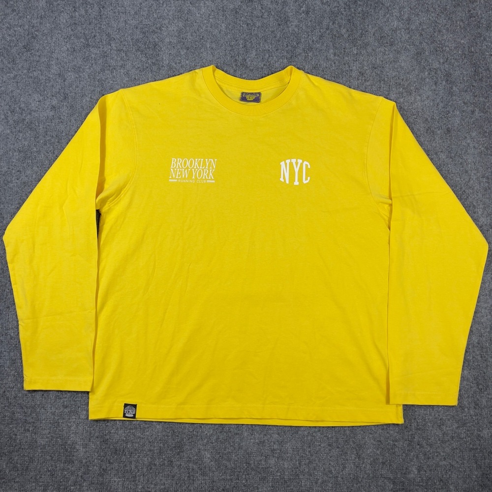 Brooklyn NYC Run Club Coney Island Picnic Long Sleeve Shirt Mens Large Yellow